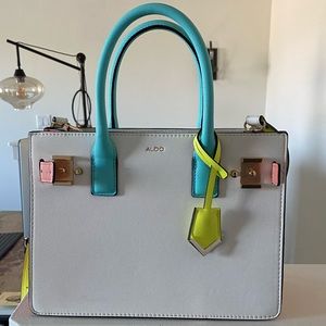 Aldo shoulder bag white pink neon yellow blue
